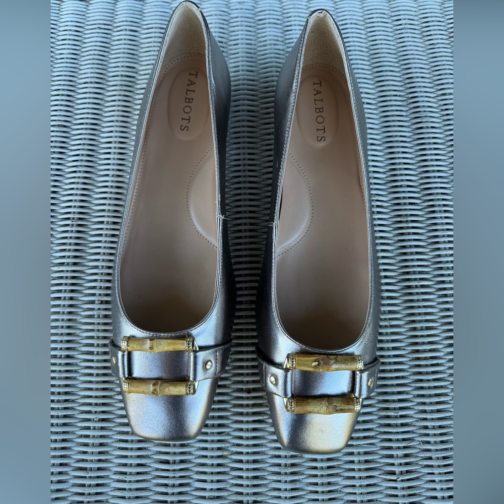 Talbots Gold and Silver Buckle Heels